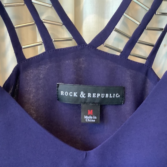 Rock & Republic Royal Blue Layered Tank Top With Metallic Straps Size Medium - Picture 8 of 9